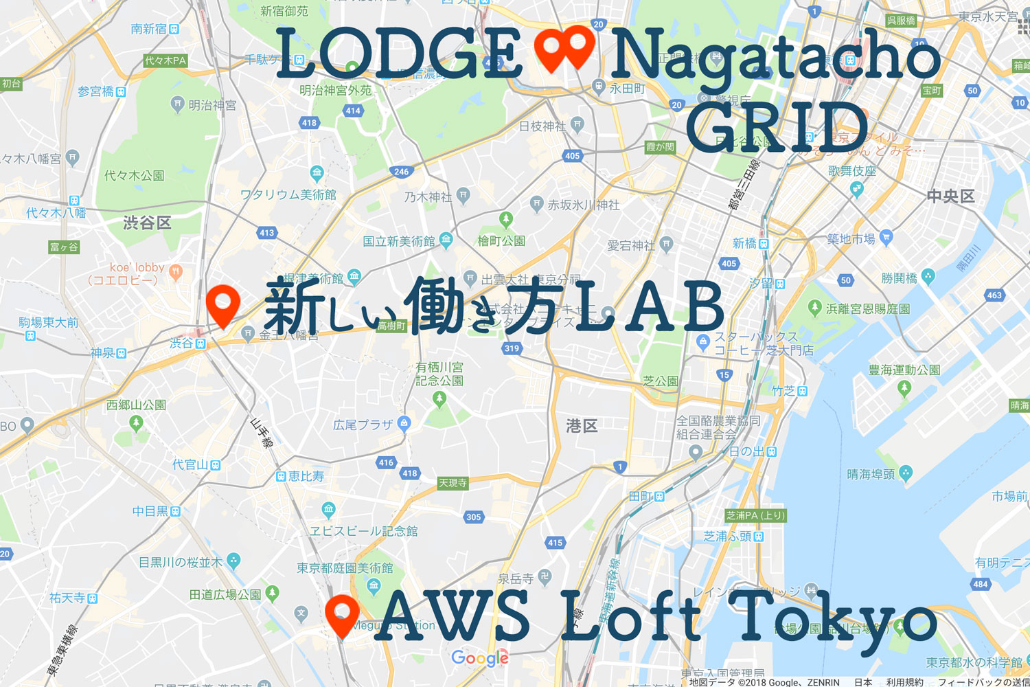 Tokyo co work map